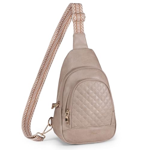 Crossbody Bags for Women Anti Theft Small Sling Handbag with Zipper Lock Vegan Leather RFID Blocking Chest Pure (Grey)
