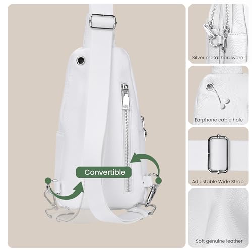 Genuine Leather Small Crossbody Bags for Women Anti (White)