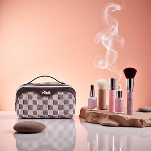 Travel Makeup Bag Cosmetic Bags for Women (D-3-Brown)