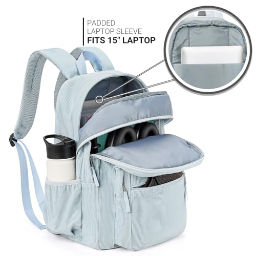 26L Backpack for College (Sky Blue Corduroy / 16.5 Inch)