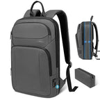 Backpack for Men Slim & Expandable Travel Laptop Backpack with USB Charging Port Water Resistant Anti (Simple Gray / 15.6”)