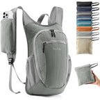 10L Small Hiking Backpack Travel Daypack Lightweight Packable Back Pack for Women Men (Light Grey)