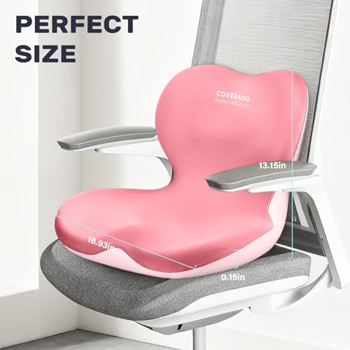 Car Seat Cushion and Lumbar Support Pillow One Piece (Pink-a / 1 Piece)