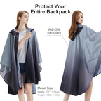Rain Poncho Jacket Coat Hooded Zipper Style for Women (One Size / Gradient Gray)