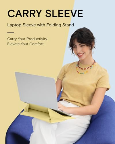 Laptop Carry Sleeve with Stand &Smart Storage for 14" Laptop for Work (Soothing Mist / 14 Inch)