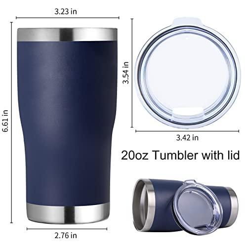 20oz Tumbler with Lid Stainless Steel Tumblers Bulk (Navy / 4 count)