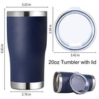 20oz Tumbler with Lid Stainless Steel Tumblers Bulk (Navy / 4 count)