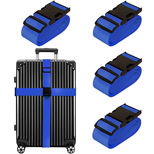 Luggage Straps for Suitcases TSA Approved Travel Essentials 8 Pack (Blue)