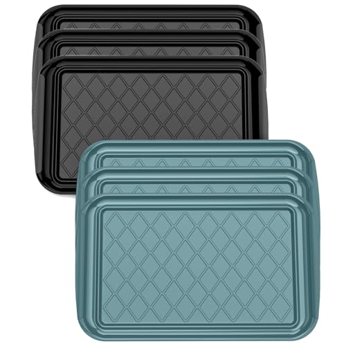 Grilling Prep & Serve Trays for Party Set of 6 (Black & Green)