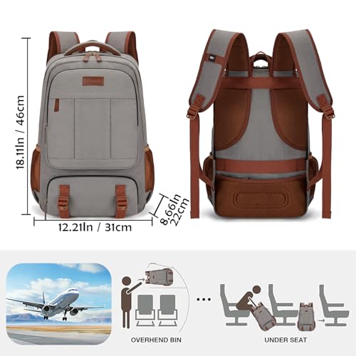 Canvas Laptop Backpack (15.6inch / A-khaki-grey)