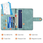 Passport Holder for Travel Essentials (light blue / Magnetic Clasp)