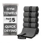 Microfiber Quick Dry Gym Towel 5 Pack (Pack of 5 / Dark Grey)