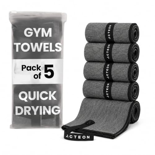 Microfiber Quick Dry Gym Towel 5 Pack (Pack of 5 / Dark Grey)