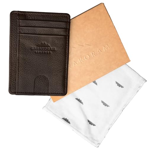 LEATHER Handcrafted Front Pocket Credit Card Holder with RIFD Blocking (Mountain Mocha)