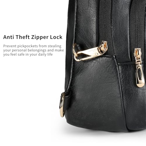 Crossbody Bags for Women Anti Theft Vegan Leather Sling Bag RFID Blocking Chest Bag for Travel (Black-02)