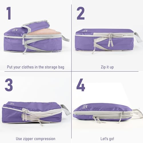 6 Set Compression Packing Cubes (Purple-6pcs / Set of 6)