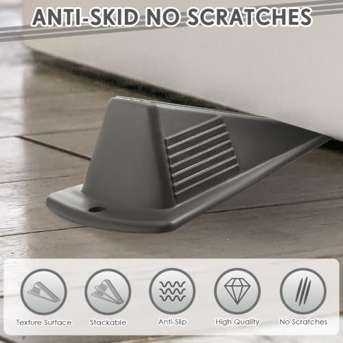 8 Pcs Jumbo Door Stoppers Heavy Duty Rubber Doorstop (Black,Gray)