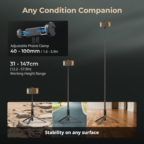 57.9" One Touch Deploy Selfie Stick Tripod Stand (ST 30)