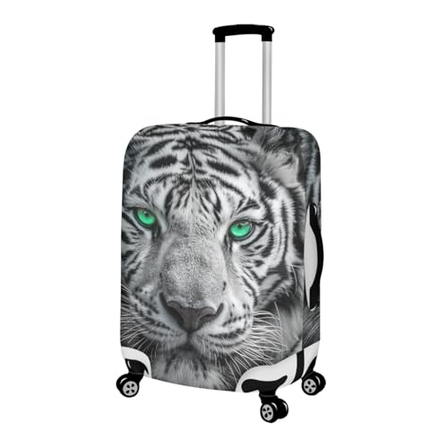 Tiger Animal 3D Printed Travel Luggage Suitcase Cover 26 (L(for 26-29 inch luggage) / White Tiger)