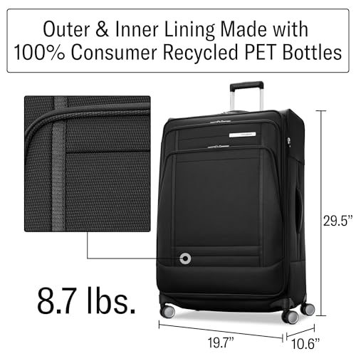 UpLIFT Lightweight Large Checked Softside Luggage with Spinner Wheels (Large Checked / Black)