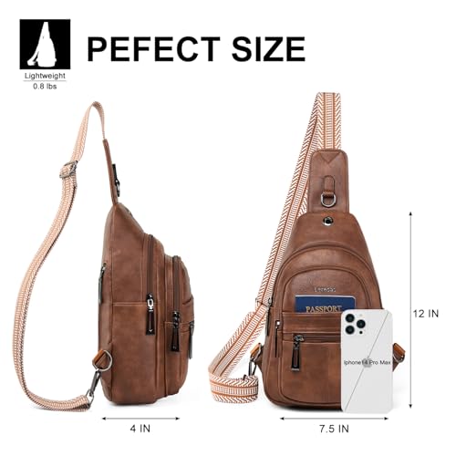 7L Sling Bag for Women Vegan Leather Crossbody Purse Chest Bags Fashionable Trendy Fanny Pack with Travel (7L / 7l-m-brown)