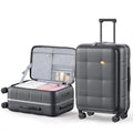 26 Inch Large Checked Luggage Hardside Suitcases Top Open Charcoal Grey (26 Inch / Charcoal Grey)