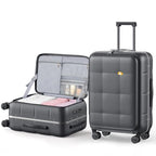 26 Inch Large Checked Luggage Hardside Suitcases Top Open Charcoal Grey (26 Inch / Charcoal Grey)