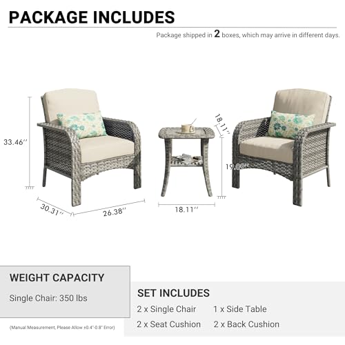 Patio Furniture Set (3 PCS Bistro Set / Beige Tan)