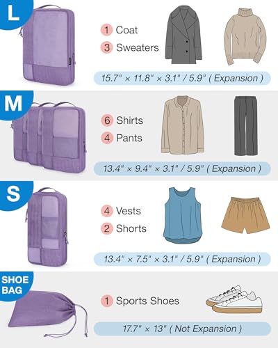 Compression Packing Cubes for Travel (Light Beige / 6 Set)