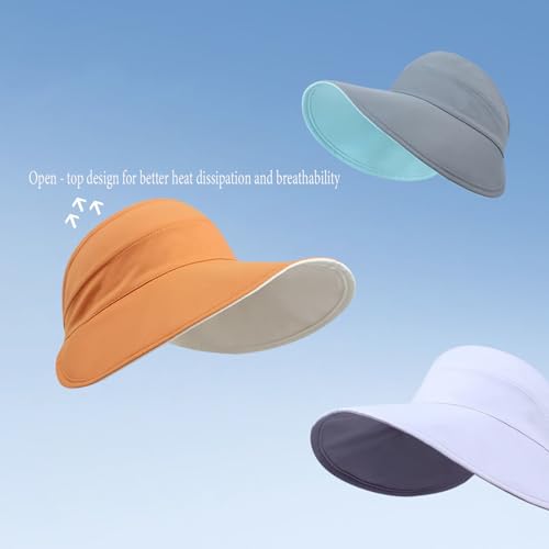 Sun Hats for Womens Wide Brim UV Protection Fishing Hats Packable Reversible Hollow Top Sun Hat for Women Hat for Ponytail Black (Black)