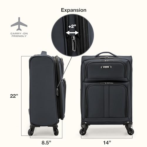 Anzio Softside Expandable Luggage with Spinner Wheels (Dark Grey / 22-Inch Carry-on)