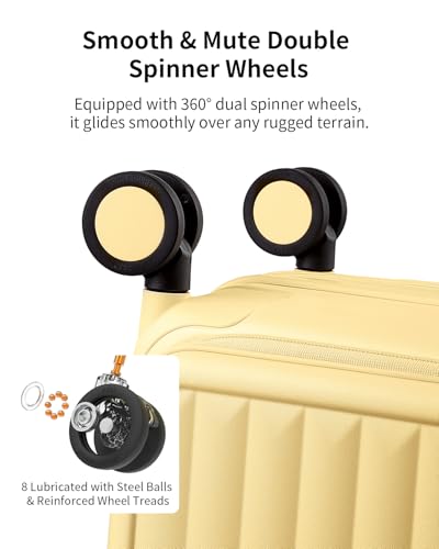 Expandable Top Open Carry On Luggage 22x14x9 Airline Approved (Cheese Yellow / Carry-On 20-Inch)