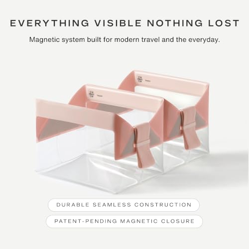 Parcel Clear Travel Kit with Zipperless Magnetic Closure (Rose / Medium)
