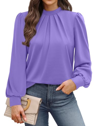 Early Fall Fashion Must Haves Winter Clothing for Women Fall Clothes Long Sleeve Blouses Dressy Casual Travel Beach Vacation Easter Outfits 2026 Spring Womens Tops Purple M (11 - Purple / Medium)
