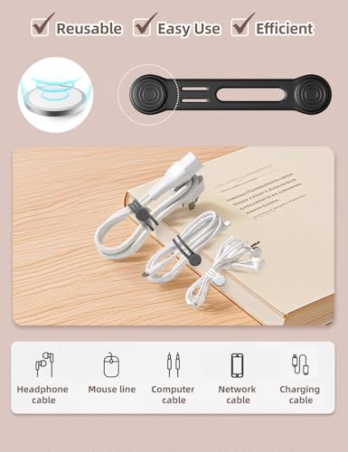 8 Pack Magnetic Twist Ties (S-size / 4black + 2white + 2grey)