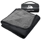 Large Waterproof Outdoor Blanket Thick Fleece 80" x 58" (Black Grey-a)