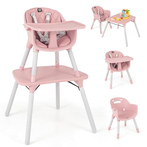 High Chair 5 in 1 Convertible Highchair for Babies & Toddlers (Pink)