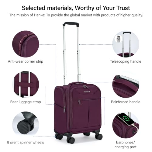 Underseat Carry On Luggage with Wheels (Purple / 16-Inch)