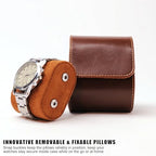 Longjet Watch Roll Travel Case for Men Portable Watches Organizer Box (Brown)