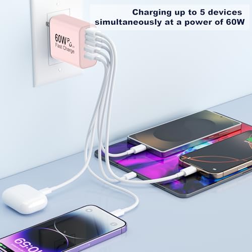 60W USB C Charger Block (Pink)