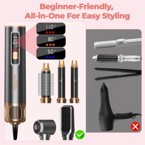 5-in-1 Hair Styler, Air Curler Wrap & Blow Dryer Brush,110–120V Only (Gray Gold)