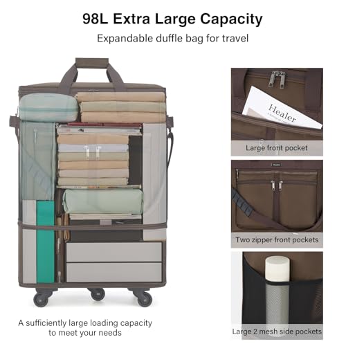 Expandable Luggage Bags for Travel Collapsible Suitcase with Wheels (Coffee)