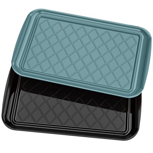 Grilling Prep & Serve Trays for Party Set of 2 (Black & Green)