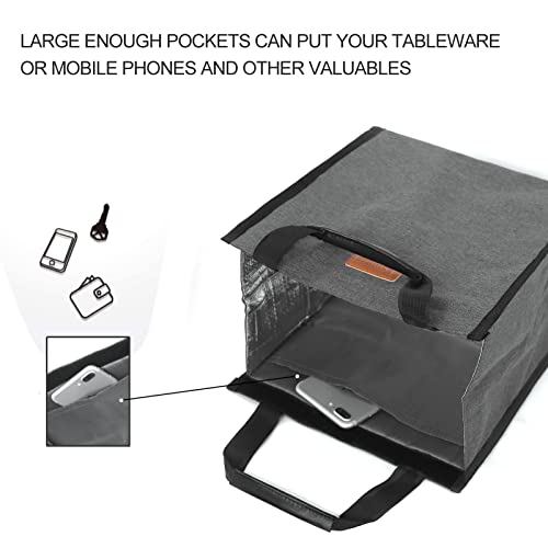 Lunch Bags for Women Insulated Reusable Lunch Tote with Internal Pocket (Charcoal Grey / 2 pack)