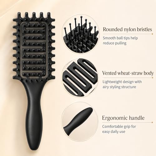 Curl Defining Brush for Curly Hair (2Pcs Black)