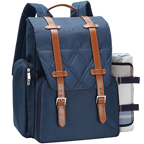 Picnic Backpack for 4 Person w (Navy-blue / 4 Person)