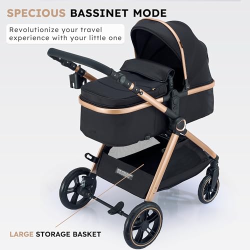 2-in-1 Convertible Baby Stroller for Newborn to Toddler (Gold)