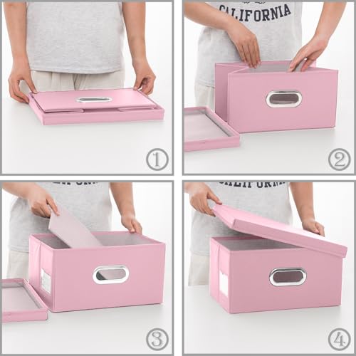 Collapsible Storage Box with Lid [1 (Pink / Small(1-Pack))