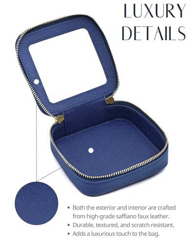 Clear Makeup Bag with Zipper Small Travel Cosmetic Case Navy Blue Mini Pouch for Purse Accessories Car Storgae Essentials Bag Purse Pouch Organizer Compact Small Clear Toiletry Bag for Traveling (Navy Blue / Mini Chic)