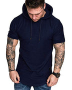 Mens Fashion Hoodies Sport Pullover Solid Color Shirt Workout Lightweight Tops Navy (Medium / Navy1)